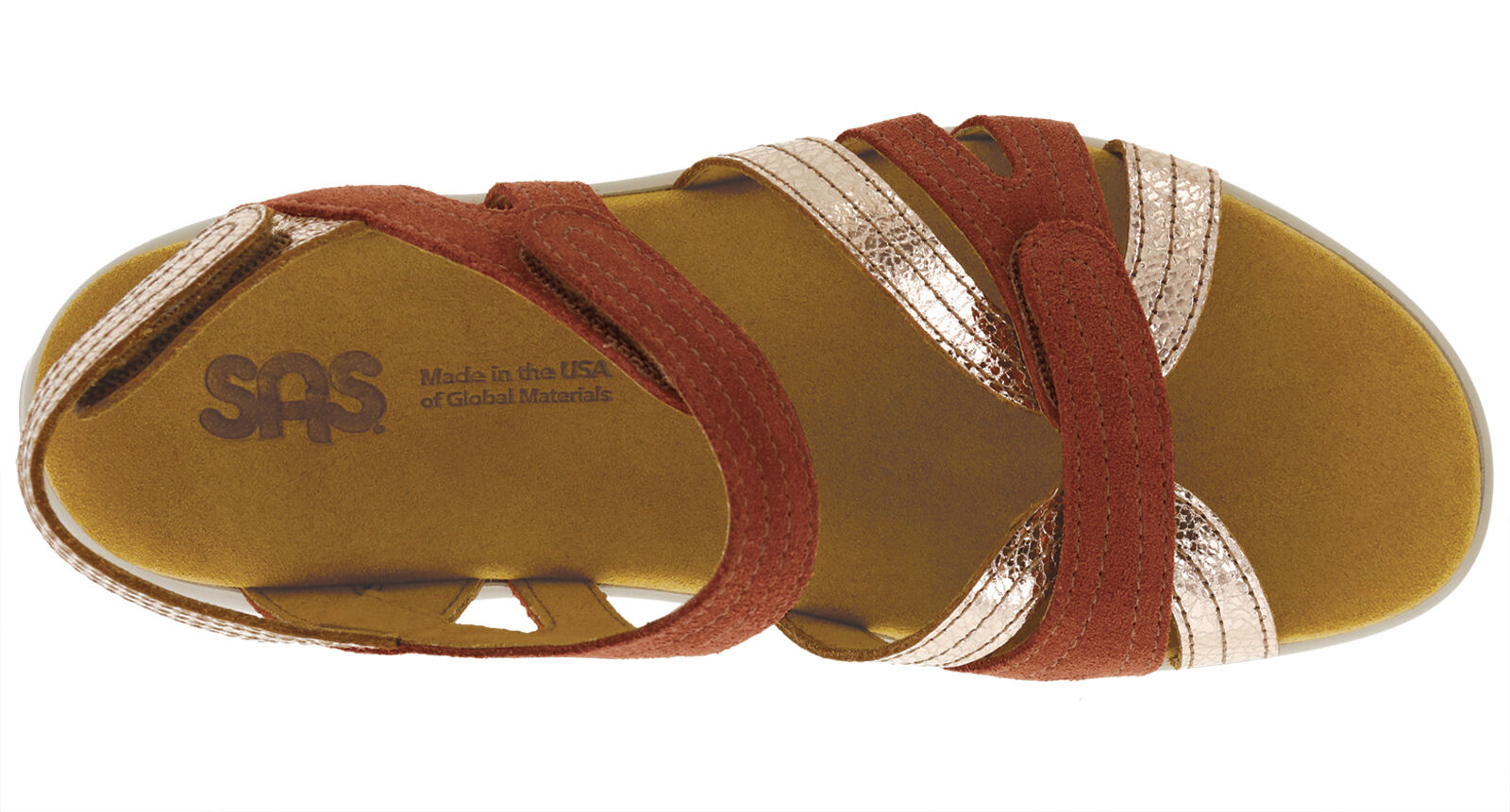 Tamaris copper thong sandal with pink rhinestones