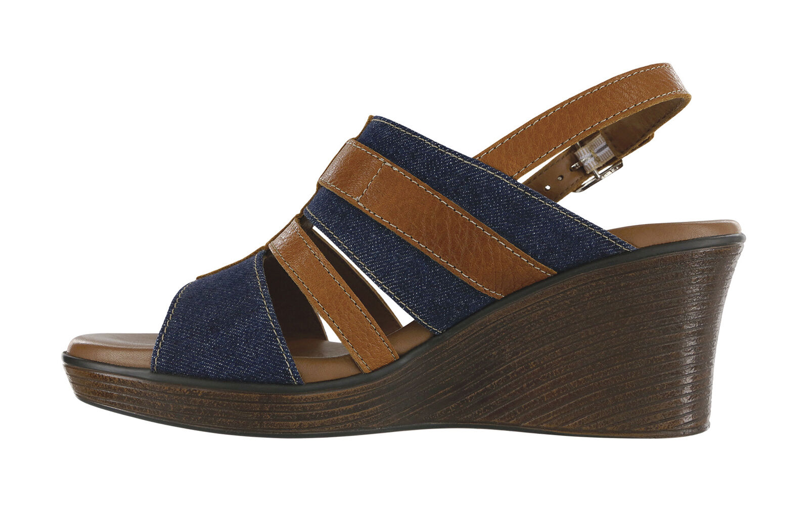 KHADIM Cleo Navy Blue Wedge Heel Slip On Sandal for Women (5320189)